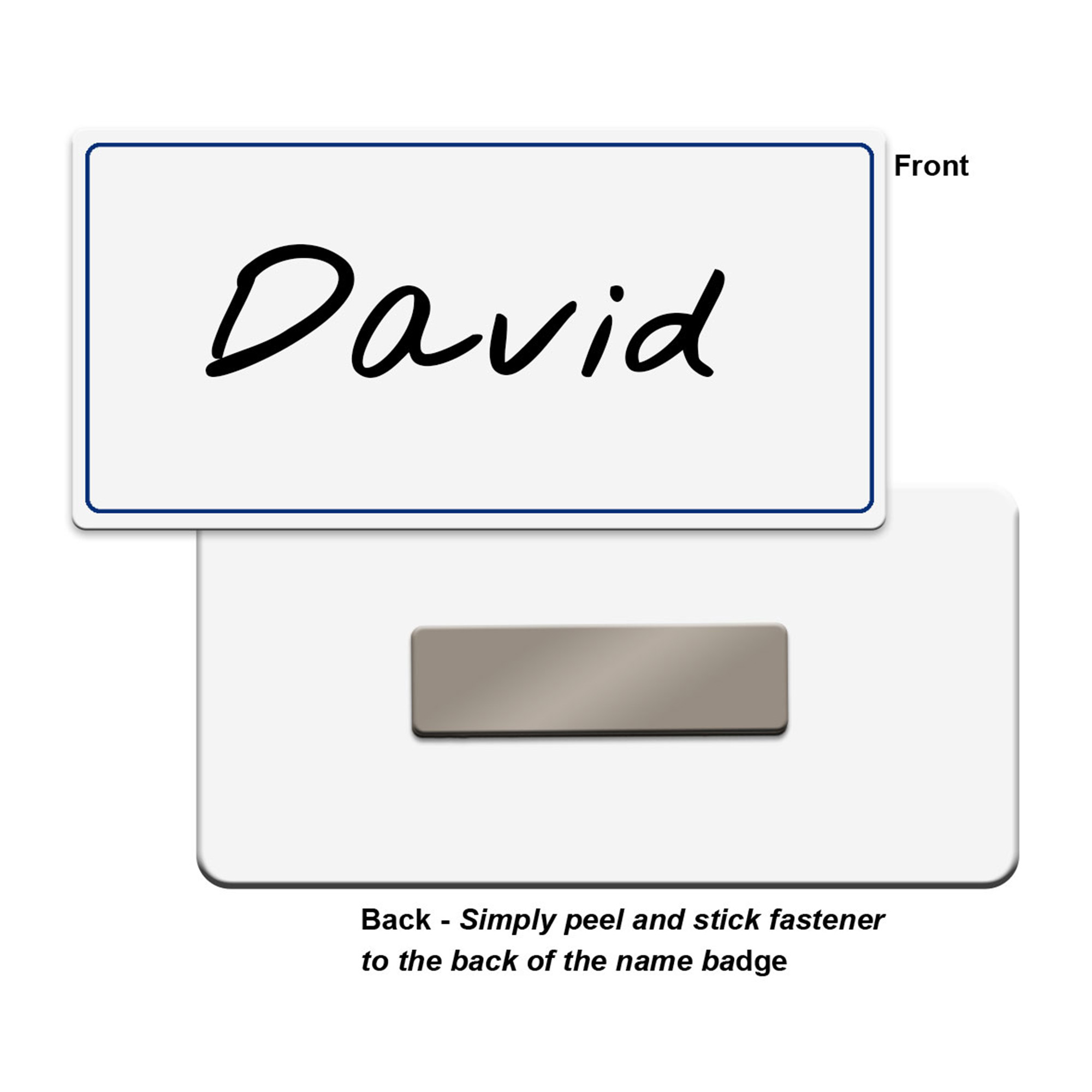 3 x 1-/2 Blank Name Tag/Badge with Blue Border - Pack of 10