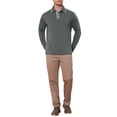 thumbnail image 2 of Men's Casual Contrast Button Collared Pocket Long Sleeves Polo T-Shirts L Dark Gray, 2 of 6
