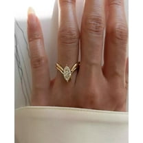3 CT Marquise Cut Lab Created Diamond Engagement Ring 14K Yellow Gold Plated