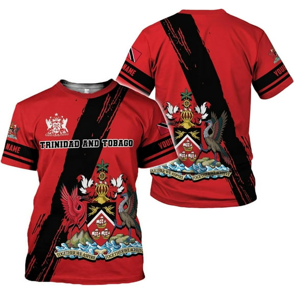 Personalized Trinidad & Tobago Shirts Trinidad and Tobago Coat of Arms Flag 3D Shirts Trinidad Pride Independence (T-shirt, S)