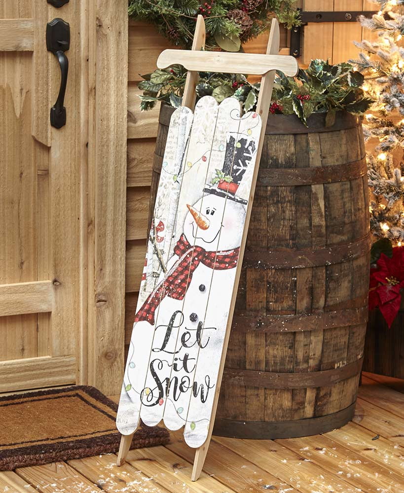 4-Ft. Decorative Holiday Sled Snowman Christmas Porch Decor - Walmart