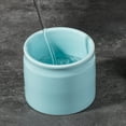 thumbnail image 6 of DOWAN 6.5Oz Ceramic Butter Crock with Lid &Knife, Spreadable Porcelain Butter Keeper for Counter with Waterline, Glazed French Butter Dish, Embossed Blue, 6 of 6