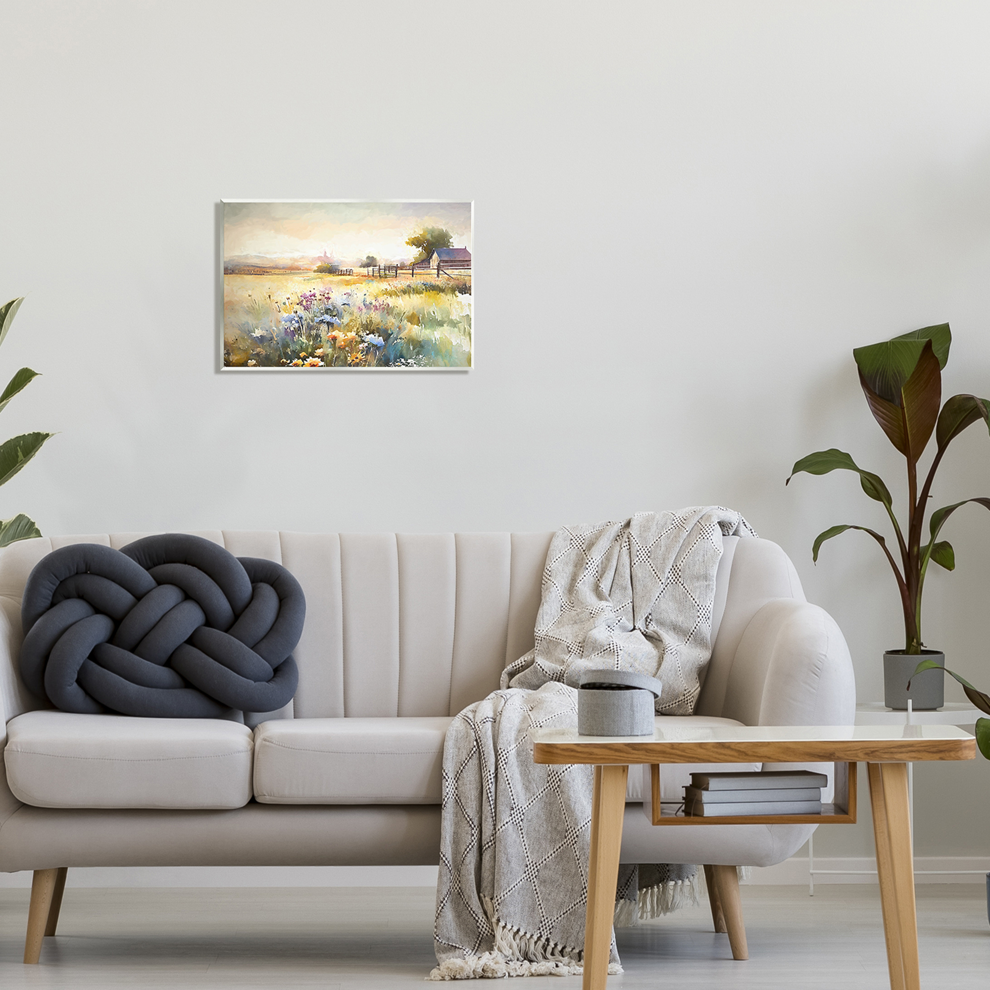 Stupell Industries Wildflower Farm Field Landscape Painting Unframed Art Print Wall Art, 19 x 13