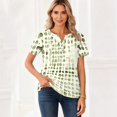 thumbnail image 5 of Women's Casual Shirt Short Sleeve V Neck Geometric Print Travel T-Shirt Pullover Top 3XL, 5 of 5