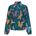 thumbnail image 5 of Jackets for Women Winter Coat Jackets Flannel Stand Collar Jacket(Butterfly Floral Pattern,Size:S-4XL), 5 of 7
