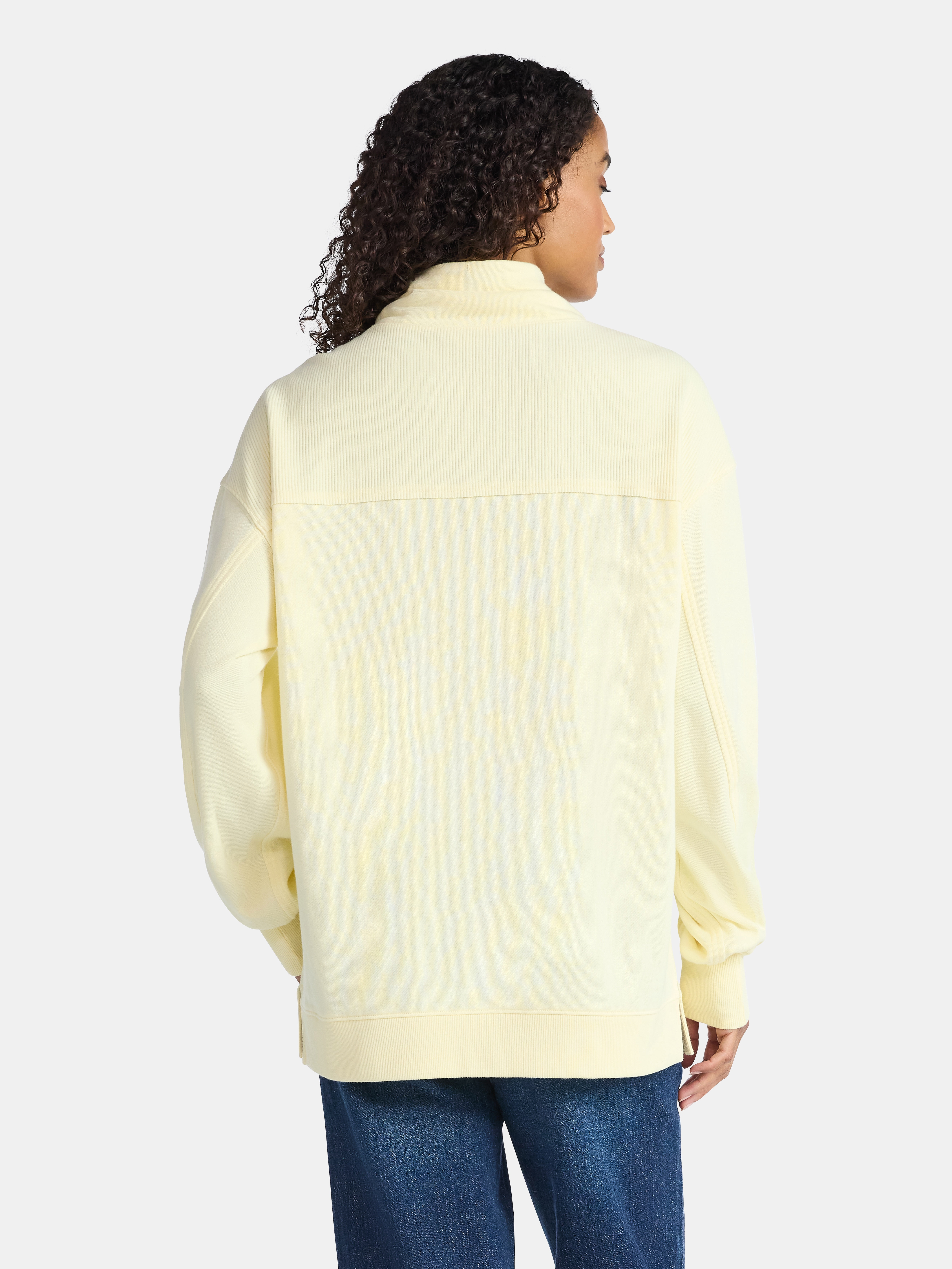 Time and Tru Women's Ottoman Ribbed Pullover Top with Long Sleeves, Size XS-XXXL