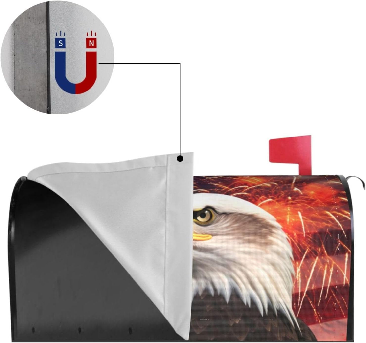 American Flag Mailbox Covers, Serious Eagle Magnetic Post Box Cover Wraps Standard Size 21x18 in for Garden Yard Decor