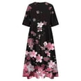 thumbnail image 5 of DailyTrove Women's Short Sleeve V Neck Floral Print Maxi Dress, Romantic Outerwear for Summer Date Nights Seaside Trips, 5 of 5