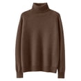 thumbnail image 4 of Turtleneck Sweaters for Women Long Sleeve Pullover Tops Lightweight Cozy Warm Knitted Jumper Winter, Coffee XL, 4 of 5