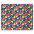 thumbnail image 1 of Flower Mouse Pad, Valentine's Day Blossoming Scene Rose Petals Meadow Retro Theme, Rectangle Non-Slip Rubber Mousepad, Coral Violet Blue, by Ambesonne, 1 of 2