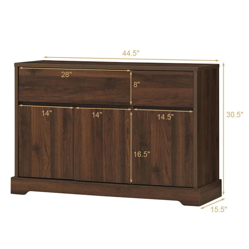 Finihen Kitchen Storage Cabinet, Buffet Sideboard, Storage Buffet Sideboard with 2 Drawers and 2 Cabinets, for Dining Room, Kitchen, Living Room, Walnut Finihen Kitchen Storage Cabinet, Buffet Sideboard, Storage Buffet Sideboard with 2 Drawers and 2 Cabinets, for Dining Room, Kitchen, Living Room, Walnut