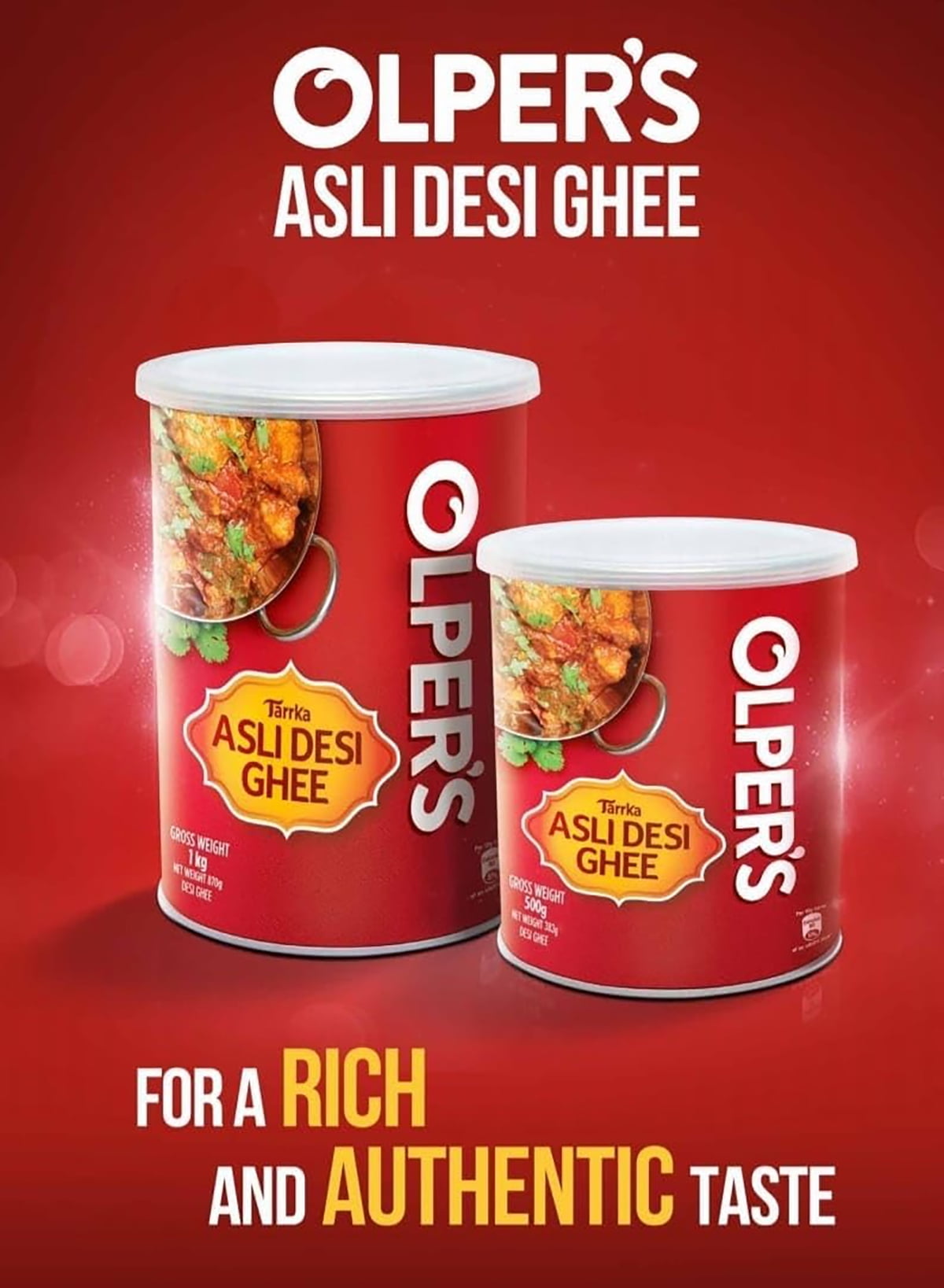 Olper's Tarrka Asli Desi Ghee 1 kg (35.27 Oz) | Pack of 3 | Authentic Clarified Butter | Ideal for Sautéing, Roasting, Baking and Curries