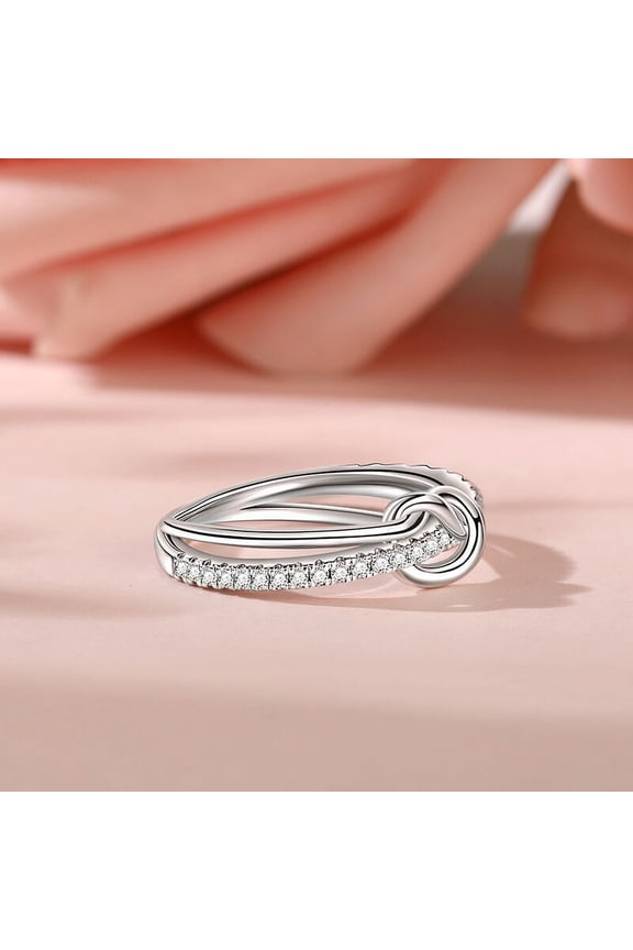 ry Brilliant 0.8 Ct Round Cut Diamond Ring - 14K White Gold Plated Ring - Bow Twisted Cross Over Shank Engagement Ring - Eternity Diamond Ring - Valentine Proposal Rings for Her