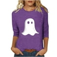 thumbnail image 2 of Jsaierl Womens Halloween Shirts Plus Size Pumpkin Ghost Graphic Tees Trendy Round Neck T-shirt 3/4 Sleeve Tunic Blouse Tops Halloween Costumes, 2 of 5