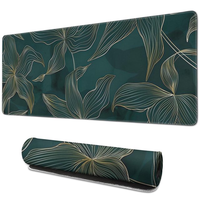 Achieve Gaming Perfection with Ultra Large Mouse Pad: Green Tropical Leaves Design, XXL Gaming Mousepad, Big Extended Full Size Desk Pad for Keyboard, Laptop & Computer - 31.5x11.8 Inch