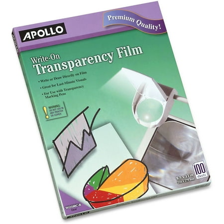 Apollo Presentation Transparencies - Apollo Write-On Transparency Film, Letter, Clear, 100/Box