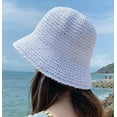 thumbnail image 3 of CoCopeaunts Women Sun Hat Wide Brim Sun Hat for Women Cute Woven Knitted Straw Hat Foldable Bucket Hat Outdoor Holiday Beach Hat, 3 of 3