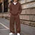 thumbnail image 6 of UDAUDU Men 2‑Piece Zip‑Up Tracksuit Set Casual Soft Fleece Oversized Full Zip Hoodie & Wide Leg Sweatpants Street Style Outfit for Men M, 6 of 6