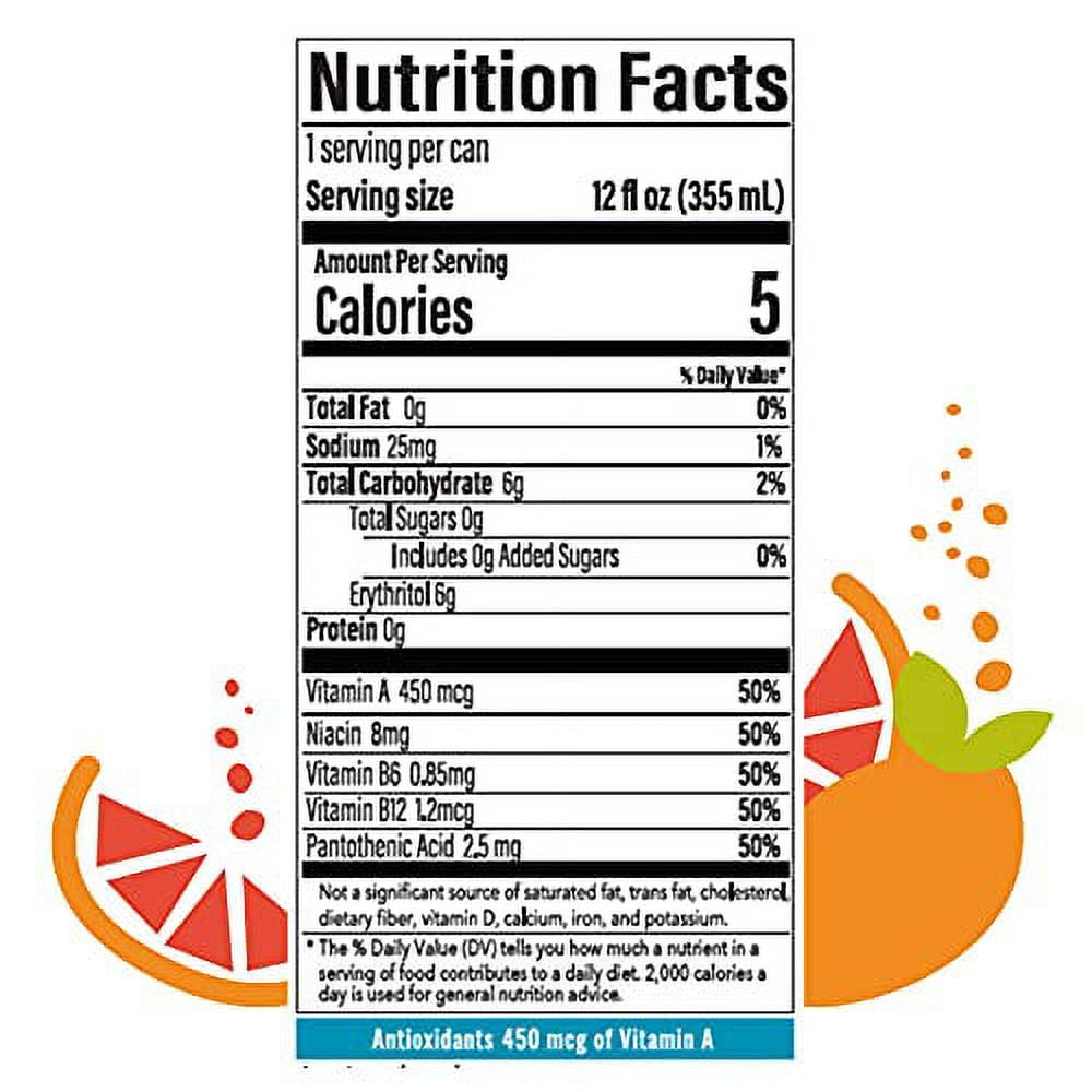 BUBBL'R blood orange mango mingl'r, Antioxidant Sparkling Water with Natural Caffeine, 0g Sugar, Gluten Free, All Natural Flavors, 12 Fl Oz Cans, 12 Count