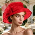 thumbnail image 2 of Aboser Womens Organza Church Dress Hat Wide Brim Flower Bridal Hat Cocktail Tea Party Wedding Hats, 2 of 7
