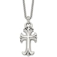 thumbnail image 2 of Chisel Stainless Steel Antiqued and Polished Cross Pendant on a Spiga Chain Necklace - 24", 2 of 7