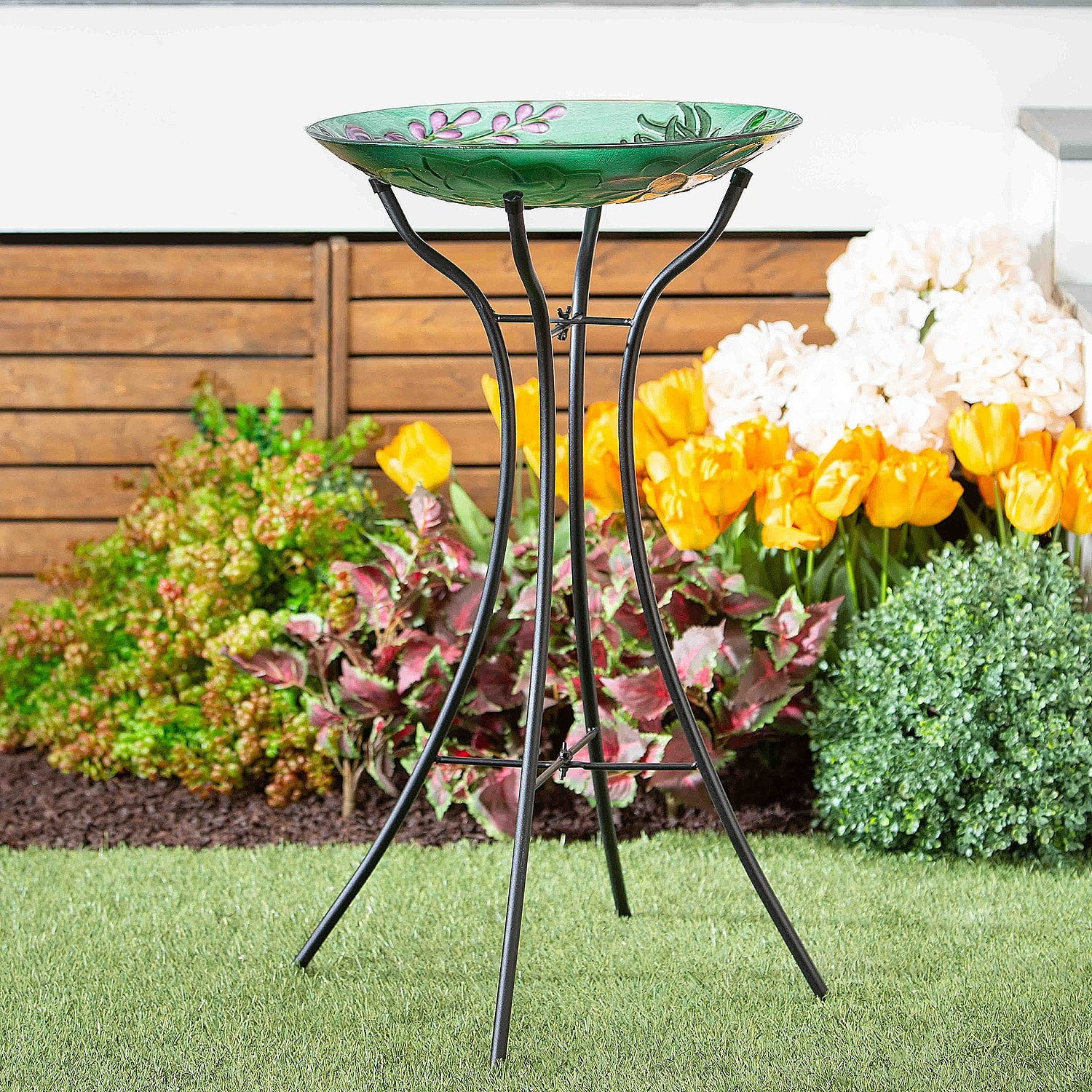 Evergreen Metal Bird Bath Stand, Hourglass Shape - Walmart.com