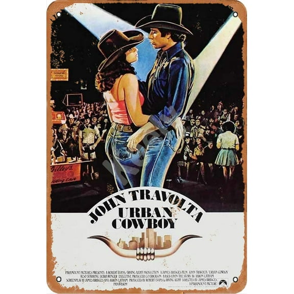 Keely Urban Cowboy Movie Metal Vintage Tin Sign Wall Decoration 12x8 inches for Cafe Coffee Bars Restaurants Pubs Man Cave Decorative