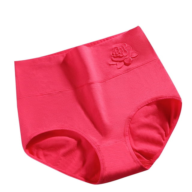 TANGNADE Culottes pour Femmes en Pur Coton Taille Haute Peuvent Être Utilisées en Post-Partum, Rehaussent le Ventre et les Hanches, Grande Taille, Gaufrées. sous-Vêtements Rouge Melon D\'eau
