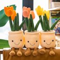 thumbnail image 2 of juguetes de peluche decorativos de plantas suculentas de tulipán realistas, decoración de estantería suave, almohada de niña con flores en maceta, 2 of 5
