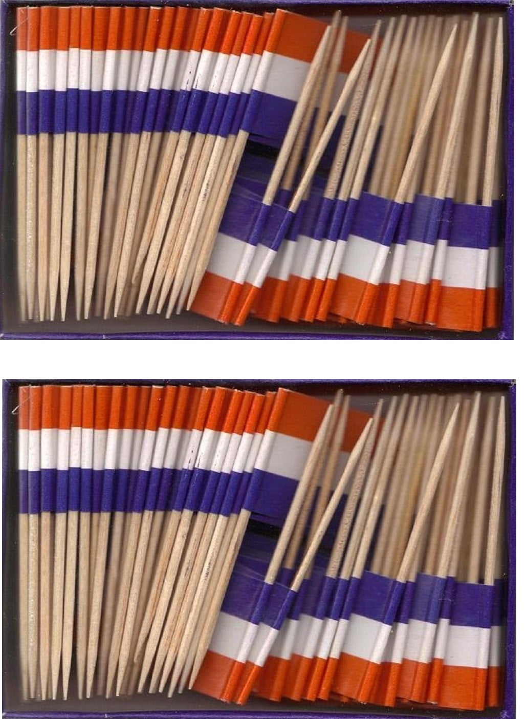 2 Boxes of Mini Netherlands Toothpick Flags, 200 Small Dutch Flag Toothpicks or...
