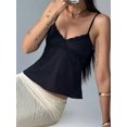 thumbnail image 2 of Women Y2K Lace Spaghetti‑Strap Crop Camisole Top, V‑Neck Babydoll Peplum Going‑Out Tank Top For Summer Beach Vacation, 2 of 10