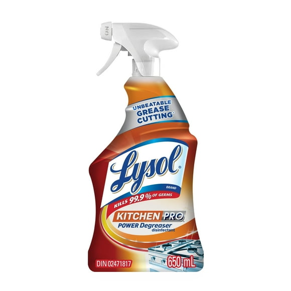 Pack of 2 Lysol Antibacterial Kitchen Cleaner, Kitchen-Pro Power Degreaser, Unbeatable Grease Cutting, 650ml