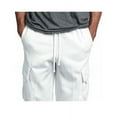thumbnail image 3 of GRNSHTS Men's Jogger Heavy Weight Fleece Cargo Pocket Sweat Pants Casual Loose Trousers (White,L), 3 of 7