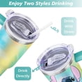 thumbnail image 5 of 40oz Cartoon Movie Stainless Steel Tumbler with Lid and Straw,Spill Proof Cartoon Travel Cup for Cartoon Lovers Double Wall Vacuum Insulated Coffee Mug with Handle Greenish-blue, 5 of 7
