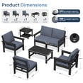 thumbnail image 3 of SERWALL Outdoor Patio Furniture Set, 7-Piece HDPE Outdoor Sofa Set Patio Conversation Set, Black Frame with Grey Cushions, 3 of 7