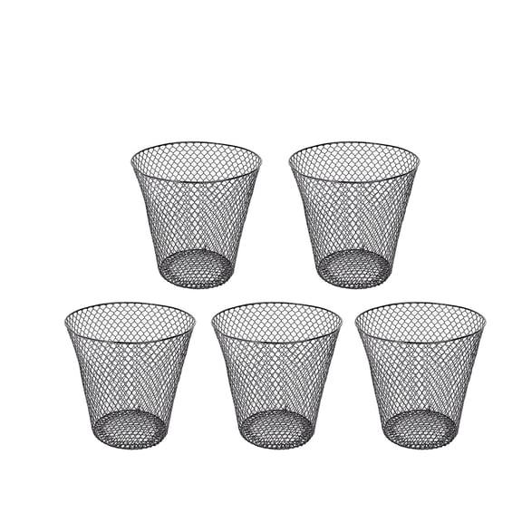 Black Wire Mesh Round waste basket 9in lightweight trash can open top wastebasket recycling bins desk office school garbage cans home essential & Custom storage carrier