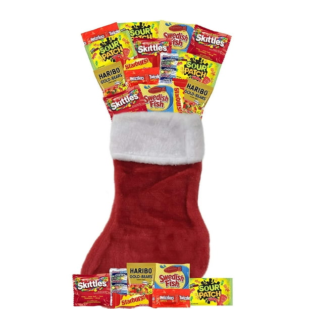 Christmas Stockings Filled With 2lbs Nbsp Of Twizzlers Haribo Gummy Bears Sour Patch Kids Swedish Fish Sweet Tarts Starburst Skittles Nerds Candy Walmart Com Walmart Com