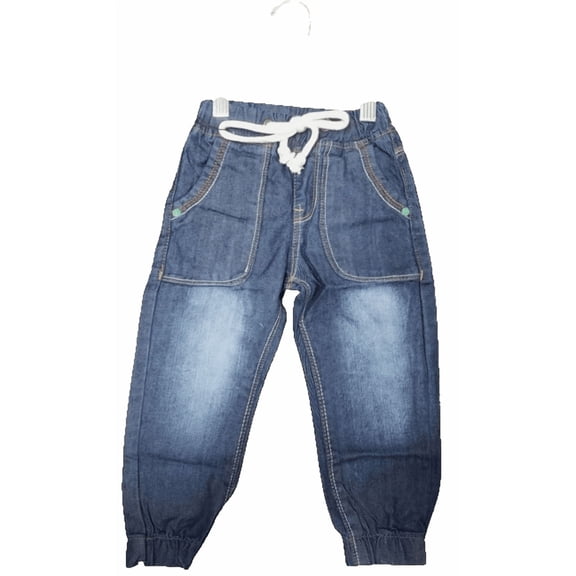 SkyHi Boys - Adjustable Waist - Organic Cotton - Denim Jogger Pants - Style C – Size 6/7