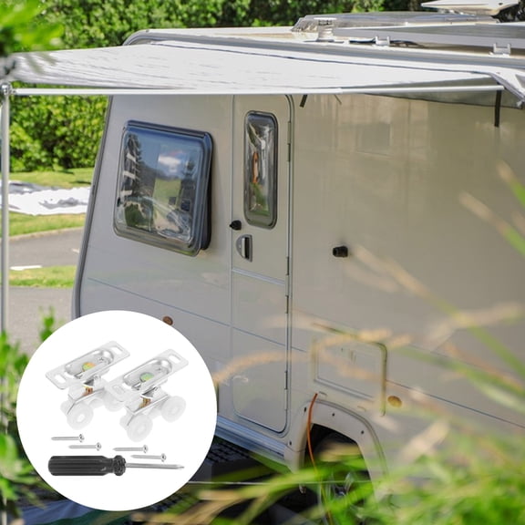 1 Set RV Sliding Door Roller with Screwdriver and Screws RV Door Glide and Pulley Assembly RV Door Wheel Track Pulley for Smooth Sliding Door Operation