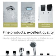 73 x 48 Whirlpool Bathtub for 2-Person with 8 Hydro Massage Jets & Chromatherapy LED Lights, 1HP UL Certified Pump, 3-Sided Apron Acrylic Soaking Tub, Left Drain, 110 Gallons, White