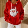 thumbnail image 7 of Atogsazn Womens Christmas Hoodies Santa Flannel Fleece Long Sleeve Hooded Sweatshirt Pullover Winter Fuzzy Clothes Tops 06-Red L Fashion, 7 of 7