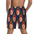 thumbnail image 4 of Balery American Football and Fire Flames Mens Swim Trunks Swim Shorts for Men Quick Dry Inseam Beach Shorts with Compression Liner Pocket-Small, 4 of 9