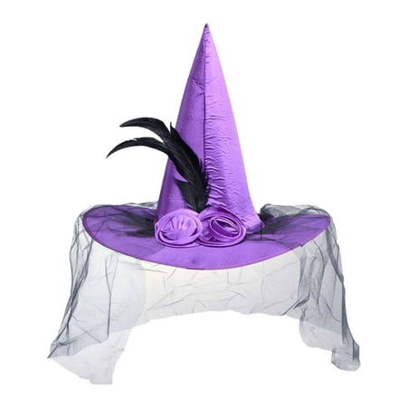 Pointed Witch Women Hat Wide Brim for Halloween Party Masquerade Fancy ...