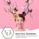 thumbnail image 2 of KAKOWELY Diadema con ramas de árbol, diadema con flores simuladas y mariposas, diadema para fiesta de cosplay, 2 of 5