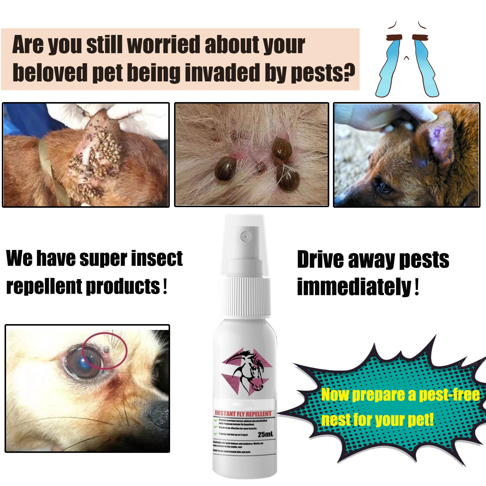 Alvantor Flea and Tick Spray for Pets, Indoor Outdoor Pest Repellent, 0.85 fl oz