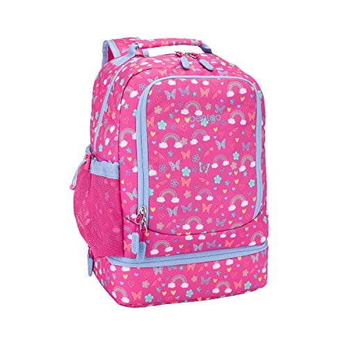 Bentgo Kids Prints 2-en-1 Mochila y Bolsa Almuerzo: Duradera, Ligera, Estampados Coloridos, Tela Resistente Agua, Correas Espalda Acolchadas, Compartimentos Grandes (Arcoíris)