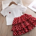 thumbnail image 3 of Sonducket Fiesta banquete boda niñas corazón patrón manga corta camiseta conjunto verano niños algodón Tops Kit ropa conjuntos de ropa 110cm, 3 of 6