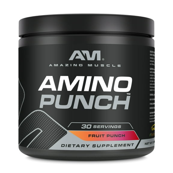 Amazing Muscle Amino Punch 5500 Mg Per Serving of Amino Acids Fruit Punch Flavor Supplement | 30 Servings Per Bottle | Non-GMO | Gluten Free | Made in USA