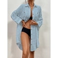 thumbnail image 7 of Bsubseach Fashion Polyester Swiss Dot Button Down Shirt Dress Swimwear Cover-Ups, One Size, 7 of 7