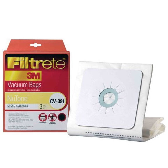 3M 68703 Filtrete NuTone CV-391 Micro Allergen Vacuum Bag,White,3-Pack